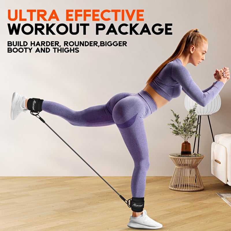 HPYGN Ankle Resistance Bands, Ankle Bands for Working Out with Cuffs, Resistance Bands for Leg Butt Training Workout Equipment for Kickbacks Hip Gluteus Training, Ankle Strap with Exercise Bands - Image 3